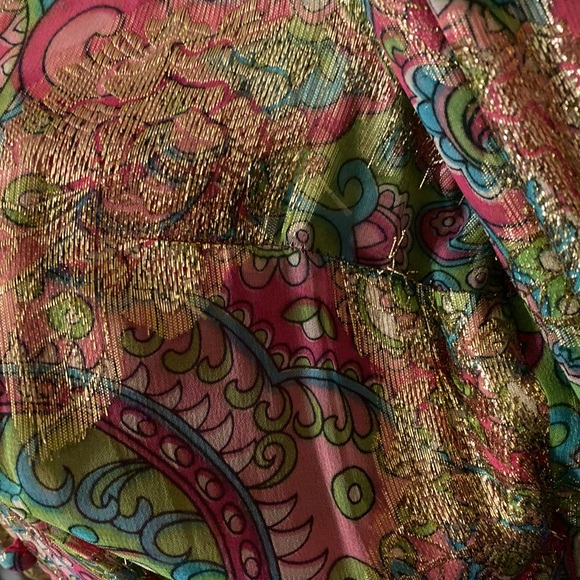 Vintage Harmay Chiffon metálico Floral Long Dress METALLIC - Picture 9 of 9